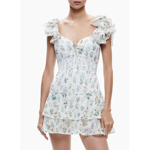 Alice + Olivia Hartford Floral Eyelet Romper Mini Dress Size 6 NEW MSRP $398